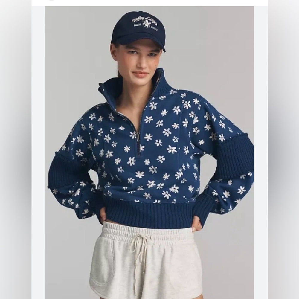 Daily Practice Anthropologie Indy pullover 1/2 zip sweatshirt blue xl x-large